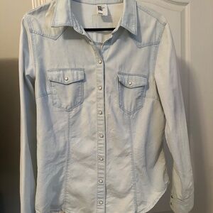 H&M &Denim Light Wash Snap-Front Chambray Shirt